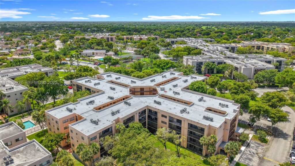 Horizons West Building 2 condominium aerial view for building restoration engineering and condition survey in Florida