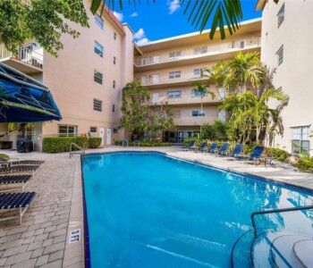 condominium pool area assessed during building restoration engineering and recertification inspection process